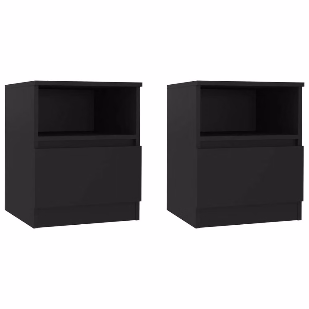 Berkfield Home Durable Bed Cabinets, 2 Piece Set in Black, W/D/H: 40 x 40 x 50 cm – 3