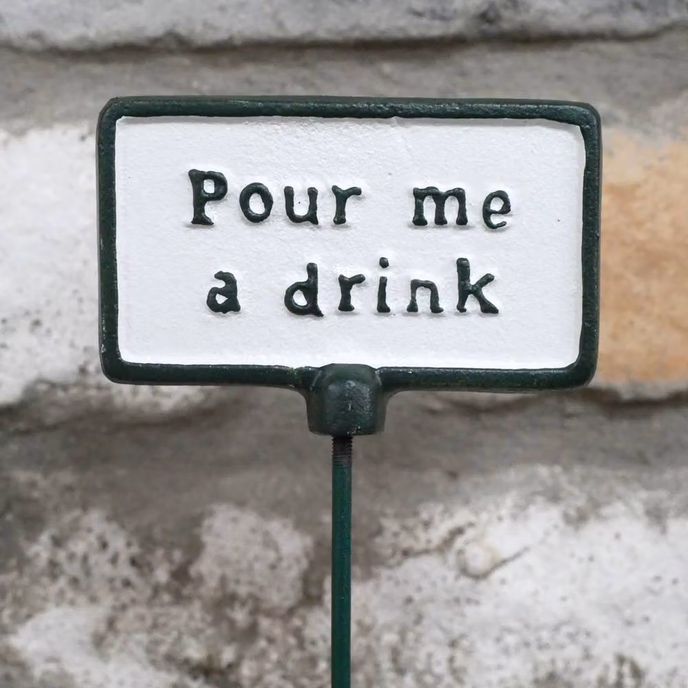 Gifts Direct 2 U Pour Me A Drink Metal Garden Stake Plant Sign in White – 3