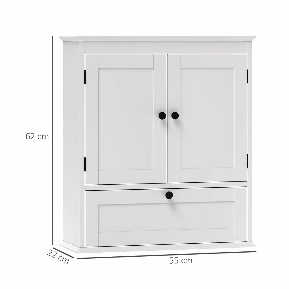 STILVORA White Lacquered Wall-Mounted Bathroom Cabinet with Hinged Doors and Internal Shelves – 2
