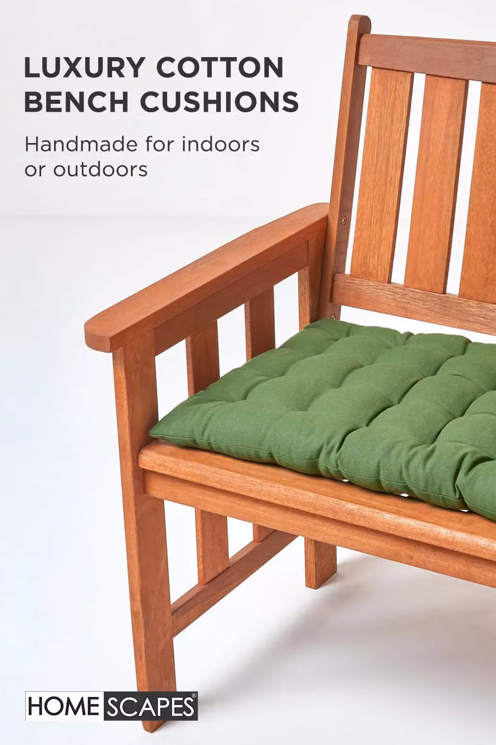Homescapes 3 Seater Garden Bench Cushion in Green, W: 143 cm, D: 48 cm – 2