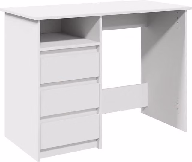 Berkfield Home White Writing Desk in Engineered Wood W/D/H: 102 x 50 x 75 cm