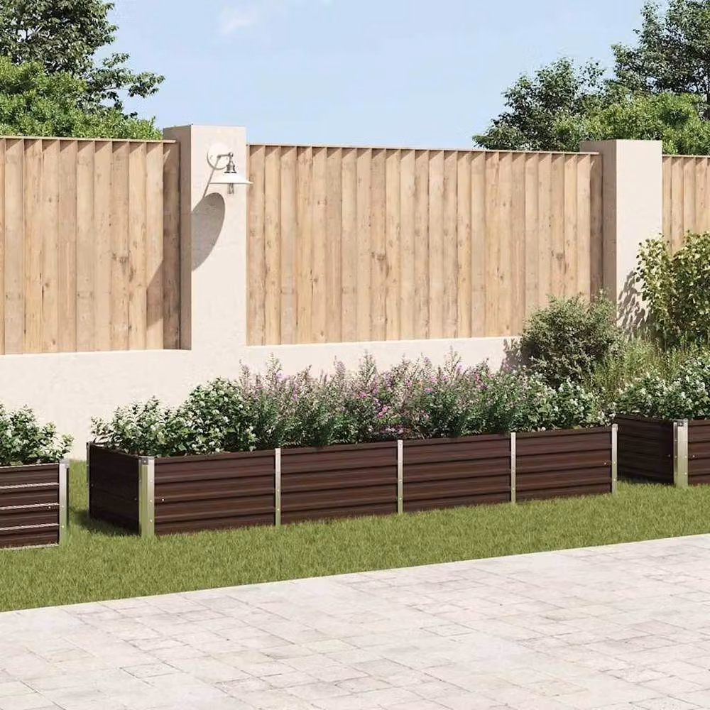 Berkfield Home Garden Brown Galvanised Steel Raised Bed W/D/H: 320 x 80 x 45 cm – 2