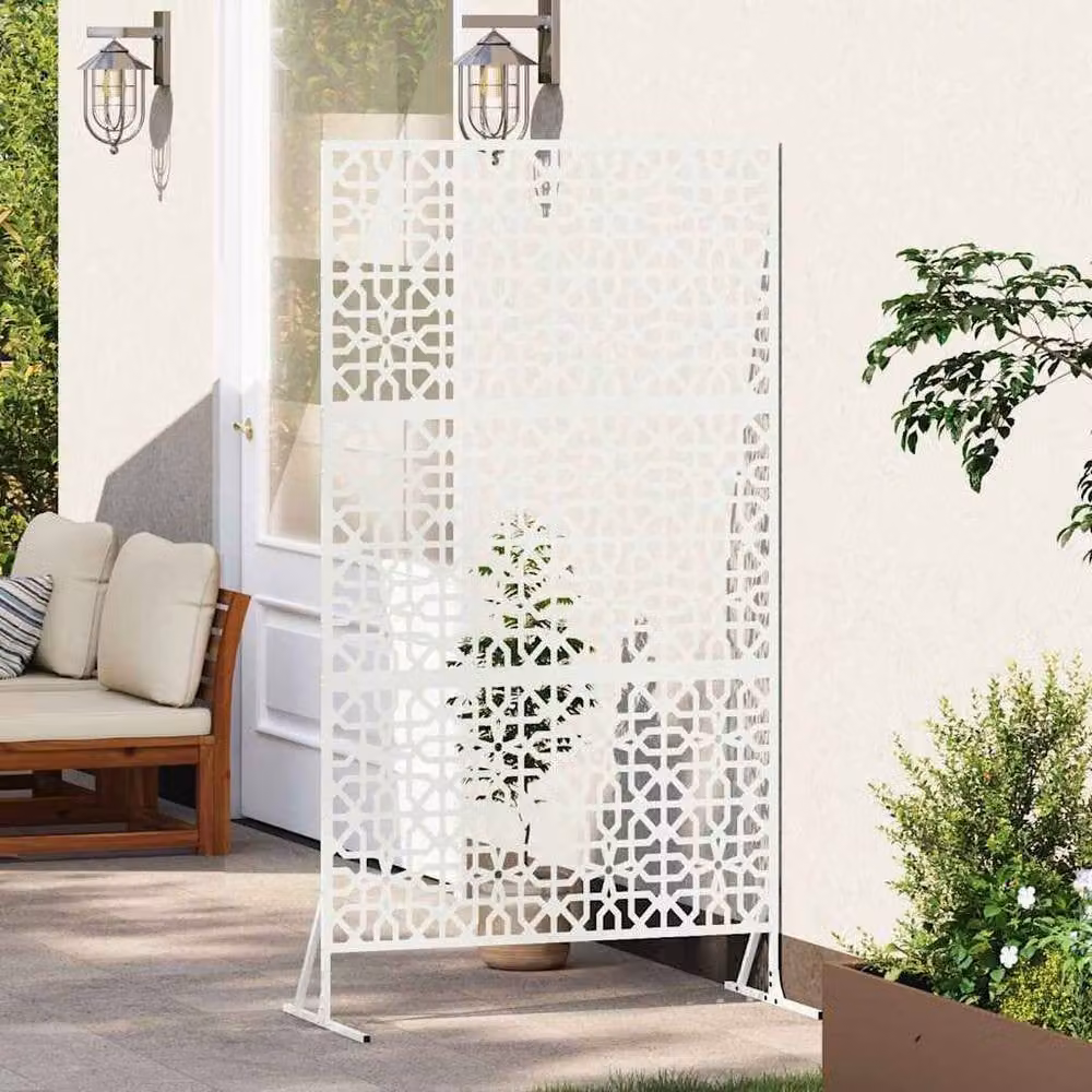 Berkfield Home White Steel Privacy Screen, W: 100 cm, D: 50 cm, H: 180 cm – 3