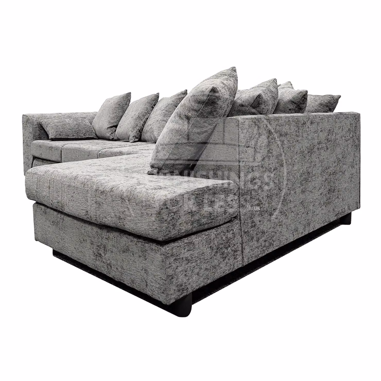 Furnishings For Less UK Monaco Large 5 Seater L Shaped Corner Sofa in Light Grey Chenille Fabric, Right Hand Facing – 2