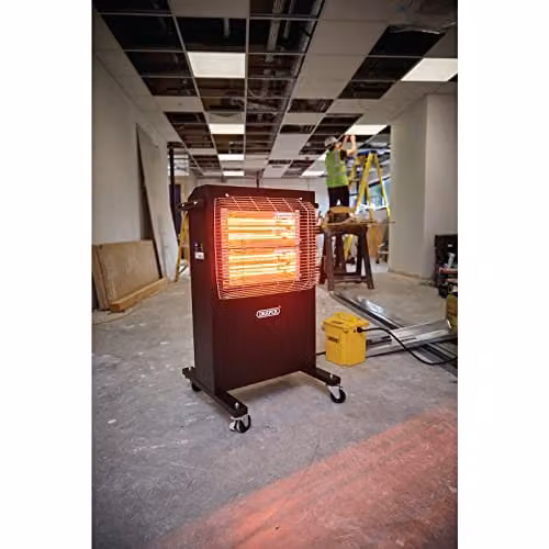 Draper 2.4kW Black Infrared Cabinet Heater with Thermostat and Tilt Protection – 2