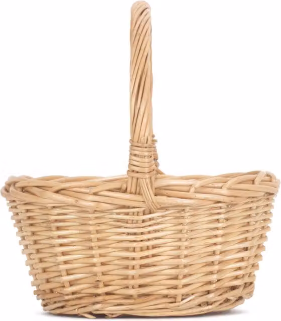 Red Hamper Wicker Mini Oval Shopping Basket in Brown