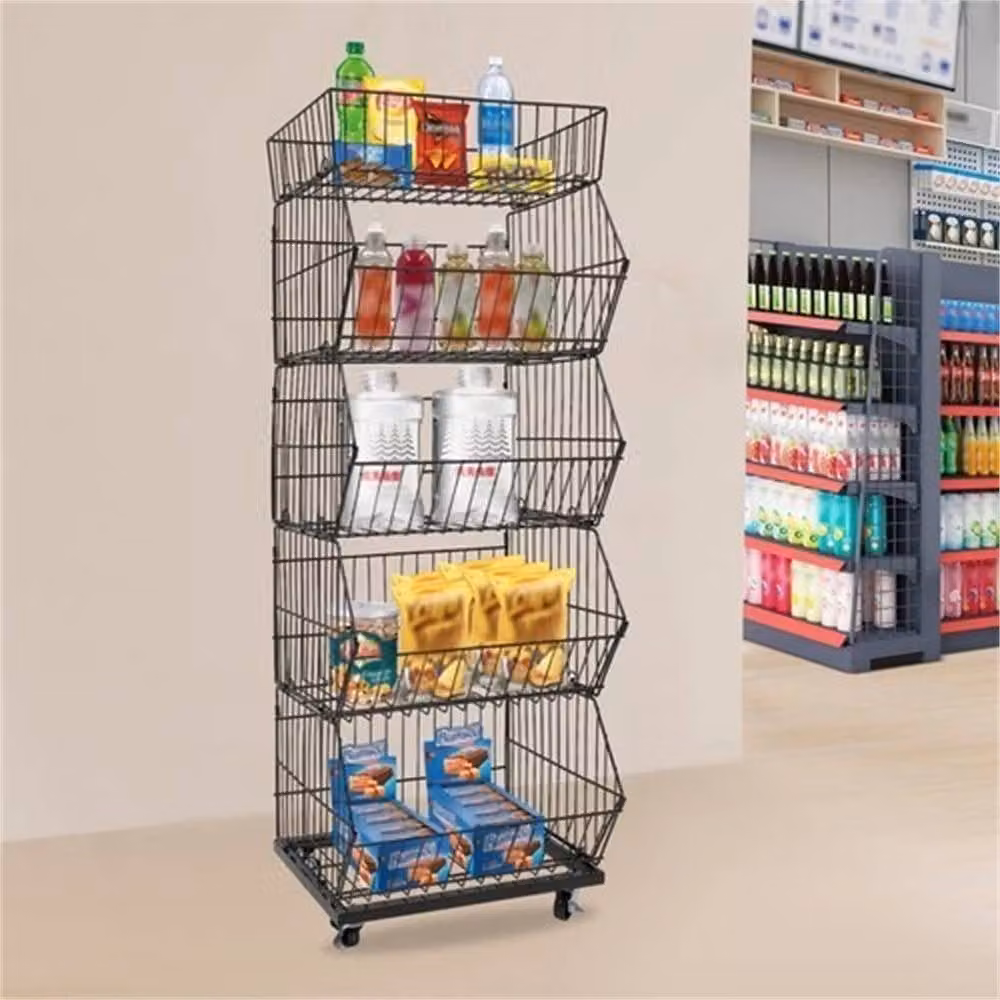 Ventryn 5 Tier Metal Retail Display Shelf for Fruit and Vegetables in Black – 4