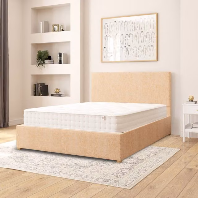 Aspire Garland Ottoman Storage Bed in Champagne Firenze Velour Fabric, King Size (W/D/H: 180 x 200 cm)