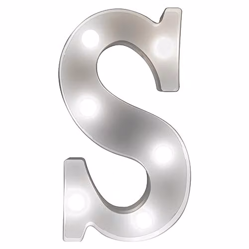 mysmartbuy White Battery Powered 3D LED Letter S Light, H 22 x W 14 x D 3 cm
