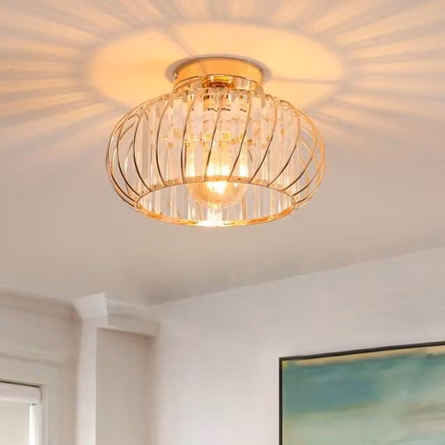 COMELY Modern Gold and Crystal Ceiling Light, Diameter: 29 cm