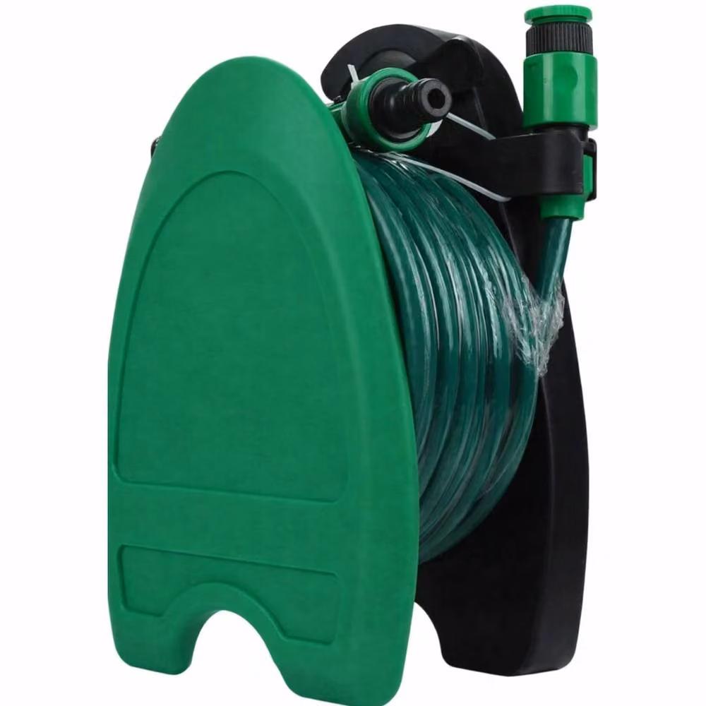 VOGREX 10m Mini Patio Hose Reel Set with Spray Pipe in Green – 3