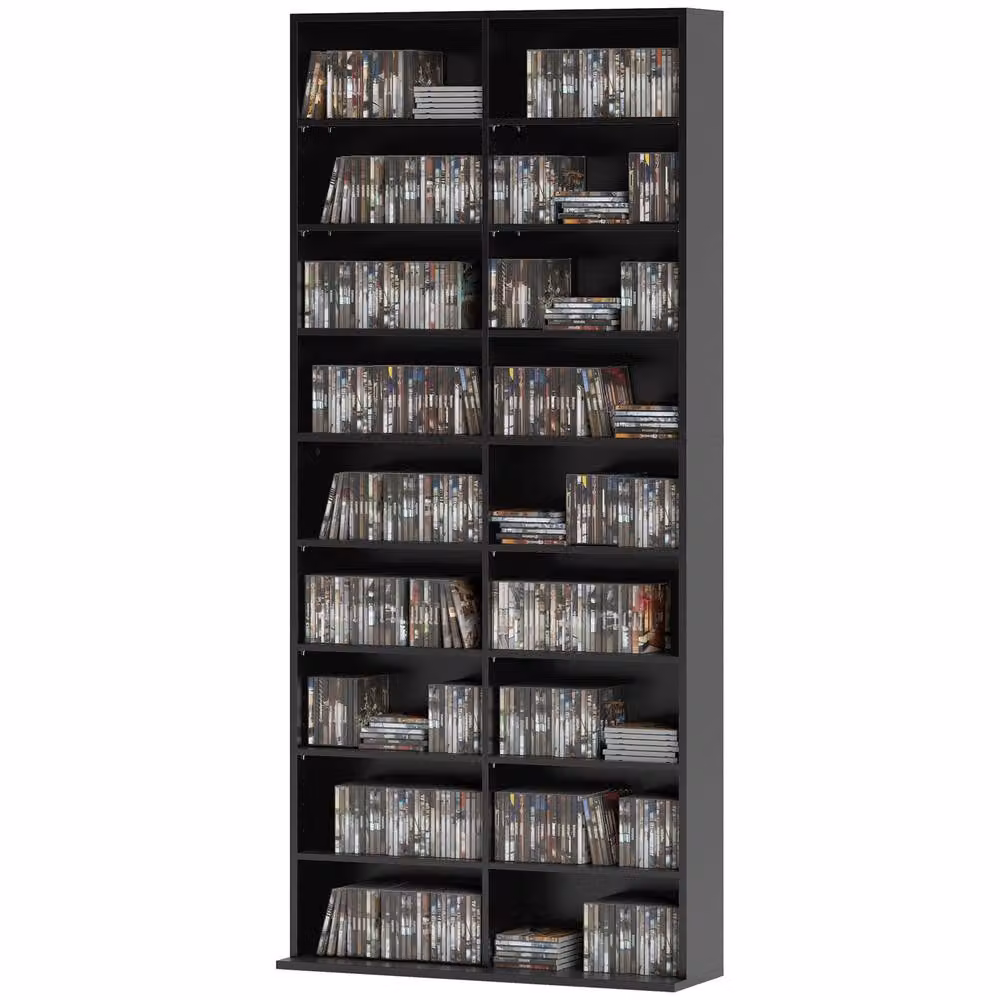 STILVORA CD Storage Tower in Black with 14 Adjustable Shelves – 5