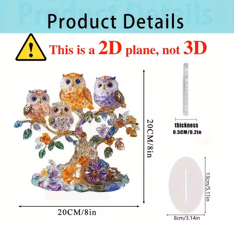 Leaper Owl 2D Acrylic Multicolour Tabletop Home Decor Ornament