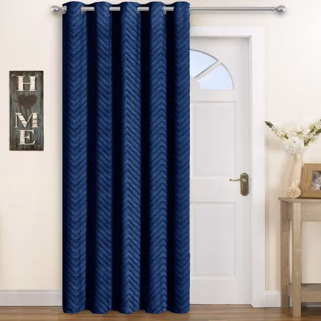 Velosso Thermal Insulating Fabric Panel Curtain with Eyelets in Blue and Grey