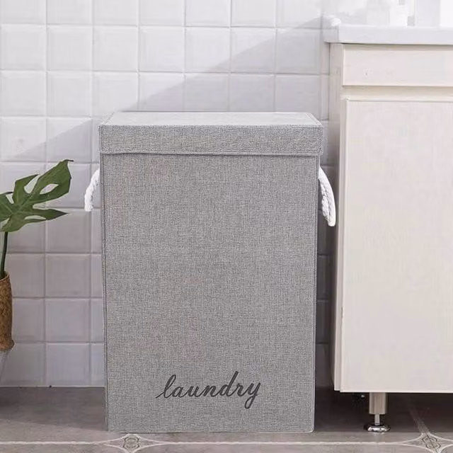 Kelvenix Woven Linen Storage Basket in Grey – 1