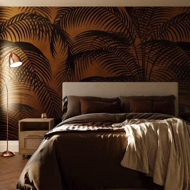 Superfresco Easy Palm Silhouette Sunset Mural in Orange, W: 300 cm, H: 280 cm