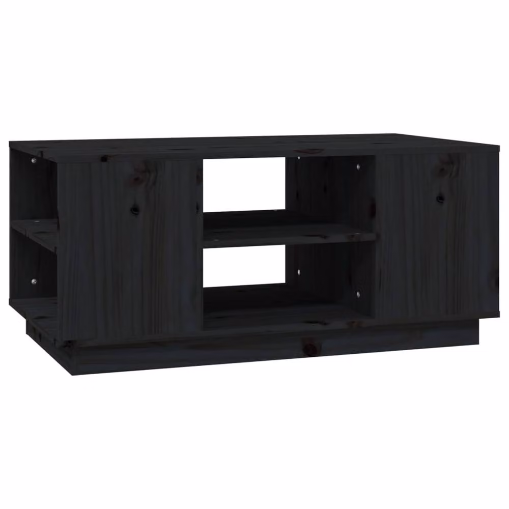 Berkfield Home Beautiful Black Solid Wood Pine Coffee Table W: 90 cm, D: 49 cm, H: 40.5 cm – 2