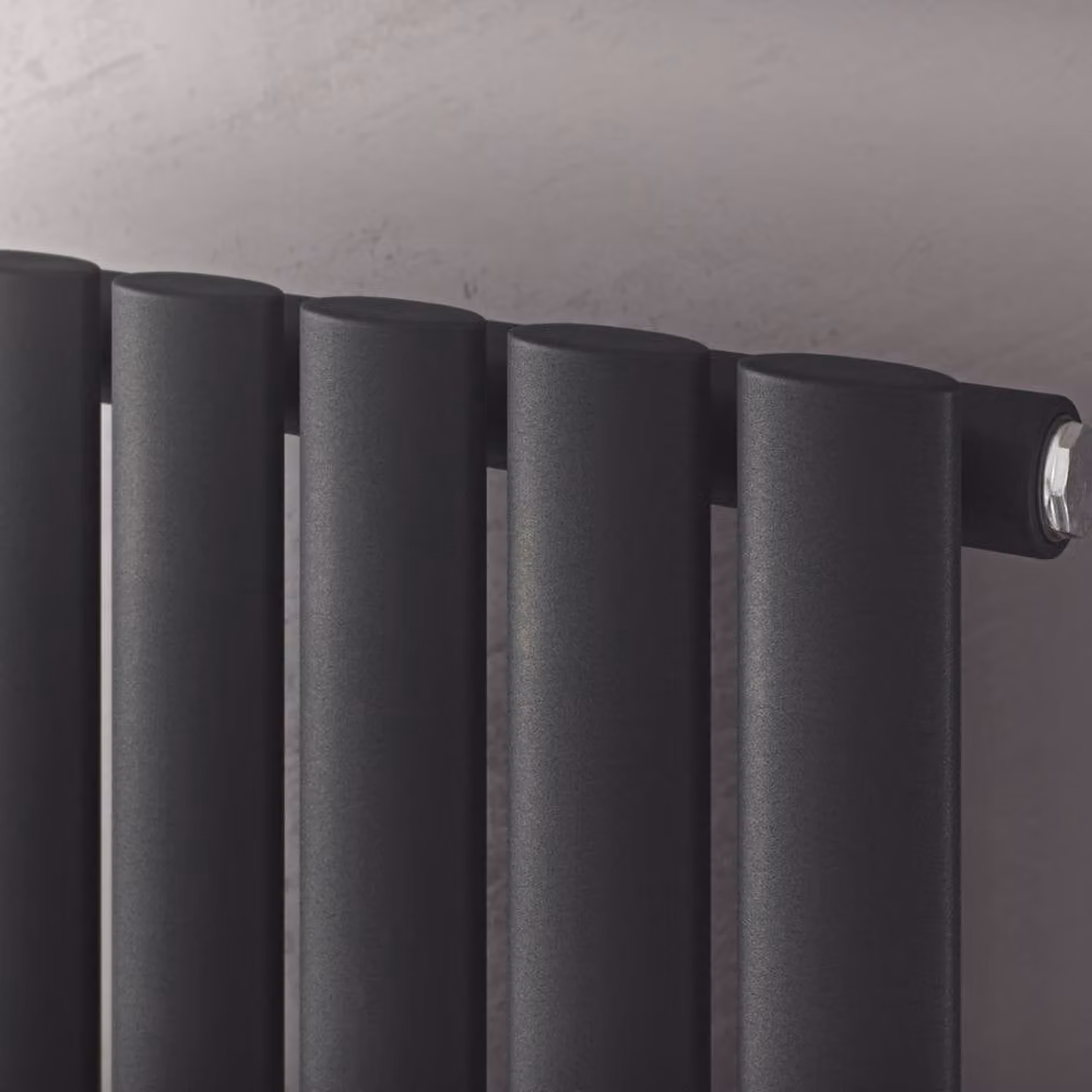 Bathroom Kingdom Nova Anthracite Single Oval Vertical Radiator, Grey, W: 60.0 cm, H: 81.6 cm – 2