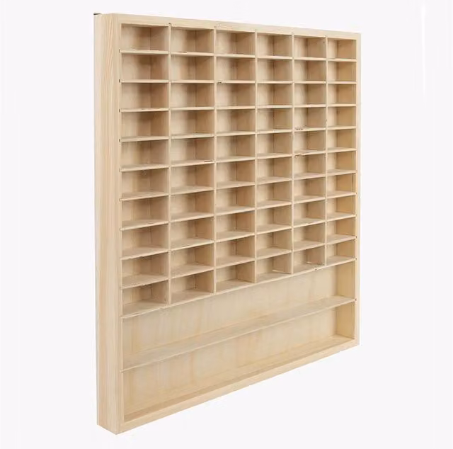 SPETLEK 1:64 Model Car Wooden Storage Display Rack Cabinet in Sand and Brown