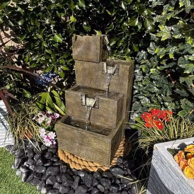 Tranquility Grey Coastal Shore Mains Powered Cascade Water Feature – 1