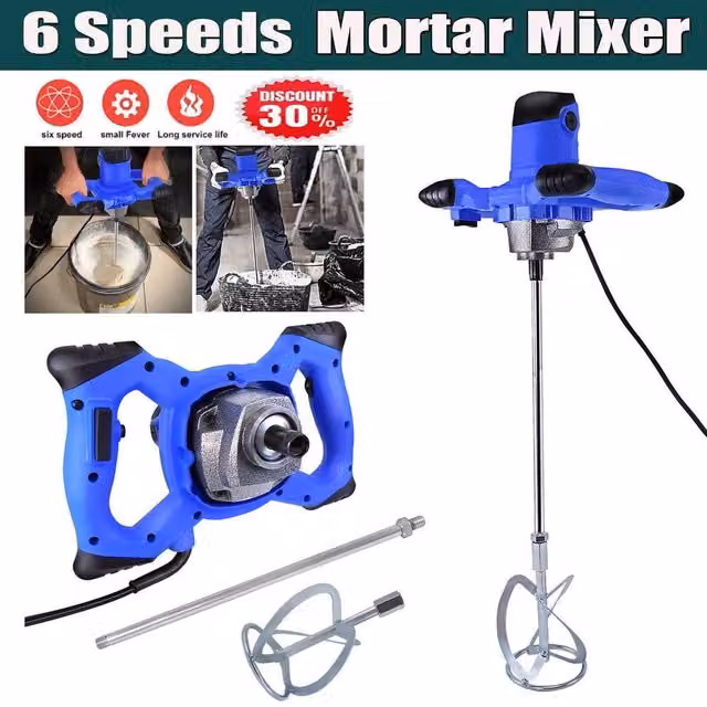 SPETLEK Electric Plaster Paddle Mixer for Mortar and Paint, Blue, Width: 52 cm