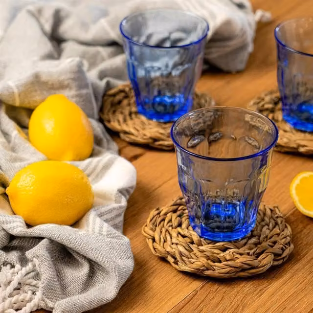 Duralex Picardie Blue Striped Glass Tumblers, 310 ml, Pack of 6
