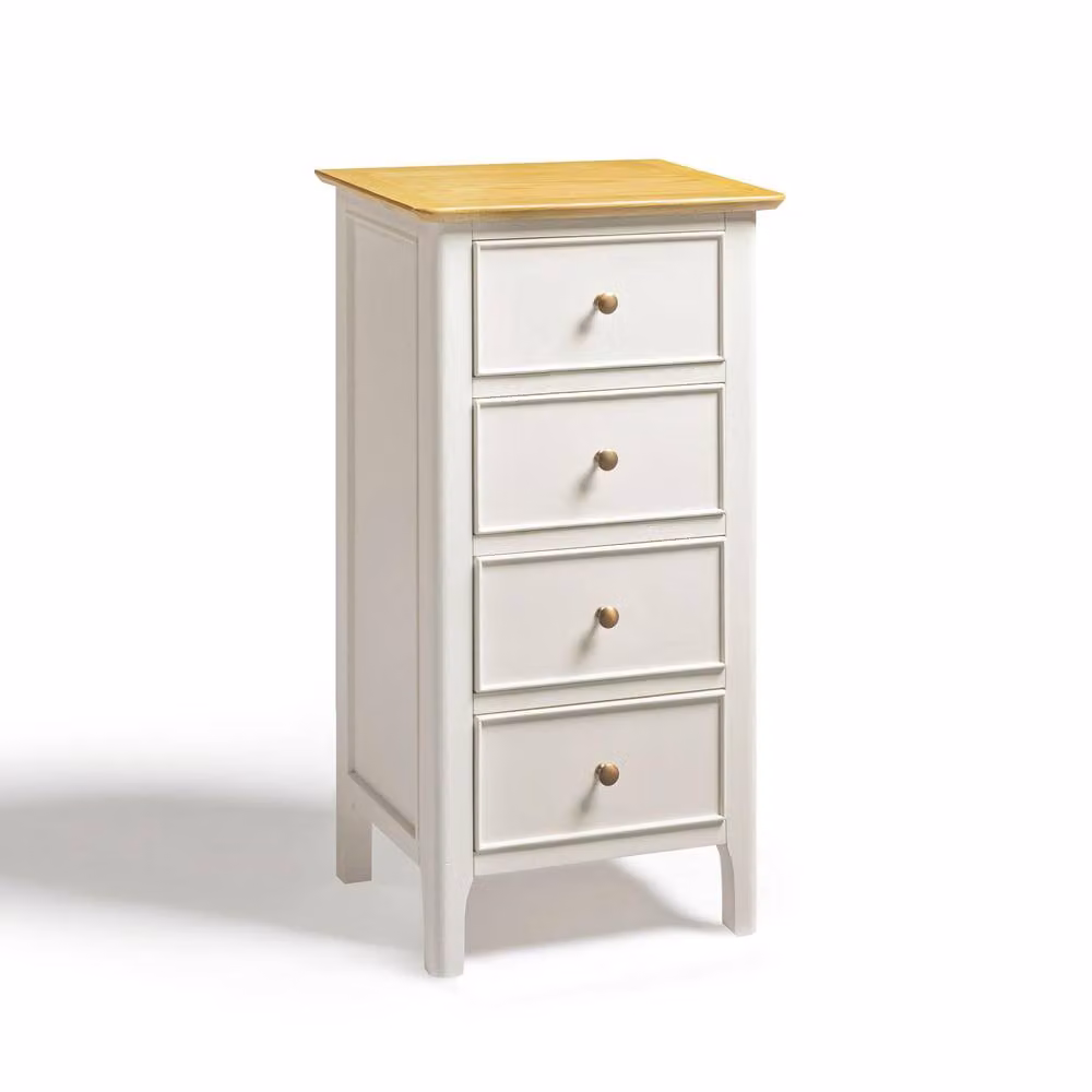FurnitureboxUK Belle 4 Drawer Tall Small Chest of Drawers in Solid Oak and Cream – 2