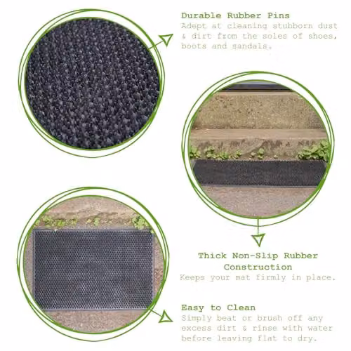 Nicola Spring Heavy Duty Rubber Door Mats, Black Classic, Pack of 2, W: 60 cm, D: 40 cm, H: 1 cm – 3