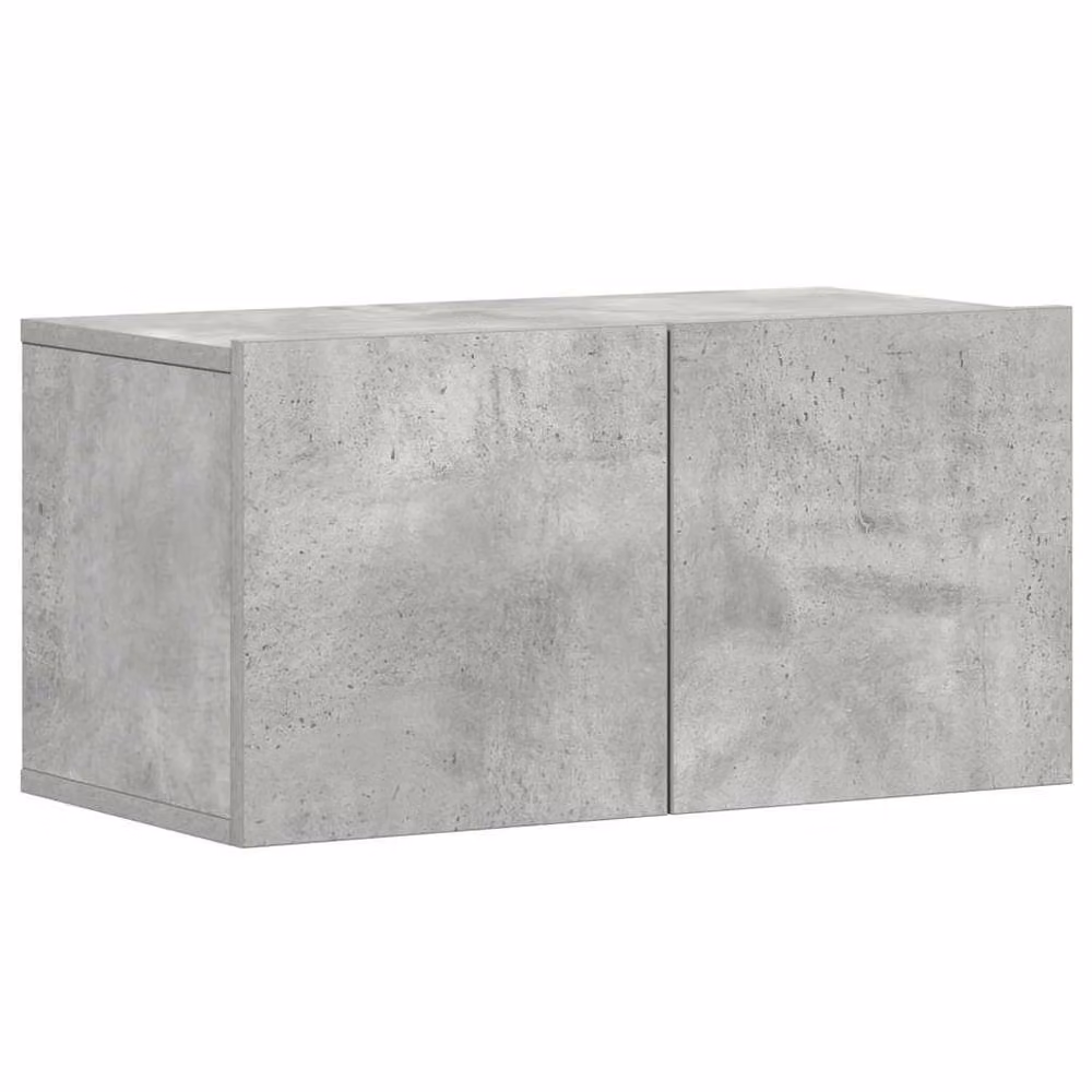 Berkfield Home 5 Piece Concrete Grey Matt Engineered Wood TV Cabinet Set with Wall Mounted Lowboard and Hinged Doors – 2
