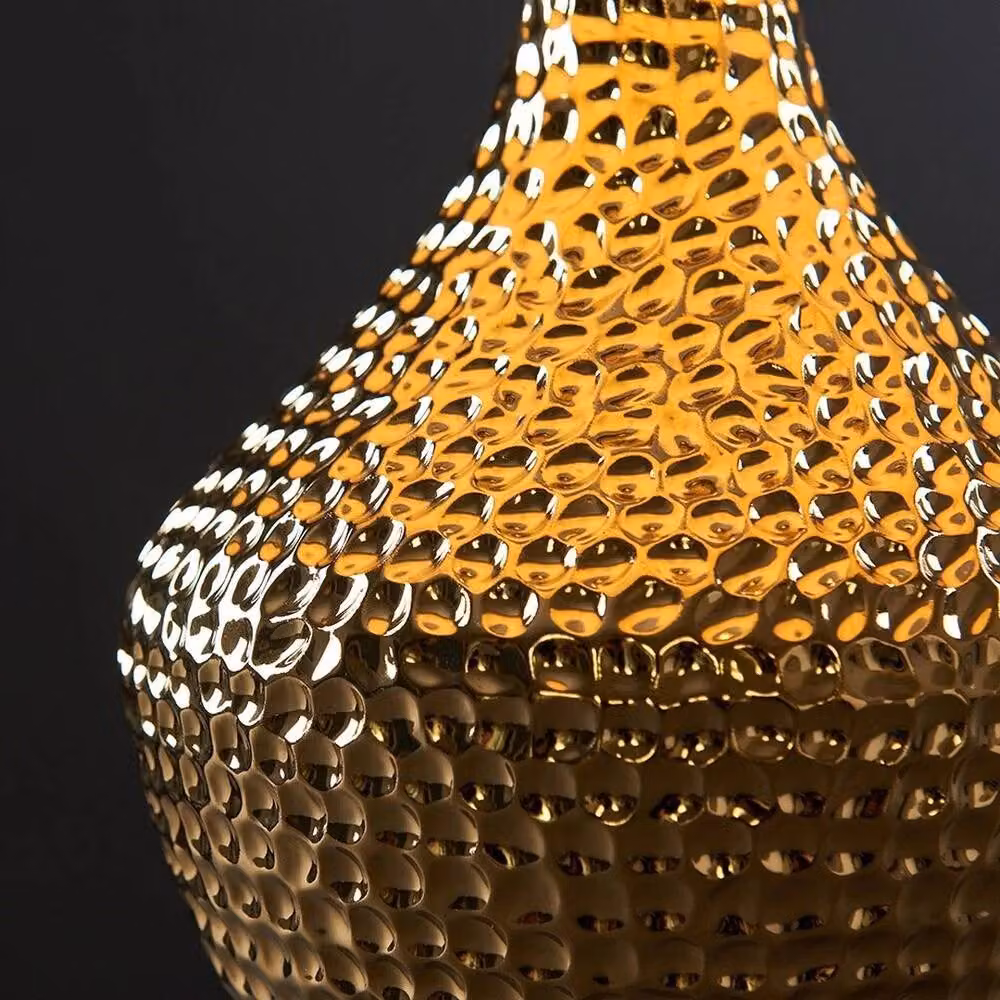 FLAVORA Gold Hammered Metal LED Table Lamp with Bulb Included – 2