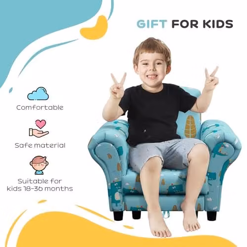AIYAPLAY Kids Armchair and Stool Set in Blue Cloud Design for Ages 1.5-3 Years – 5