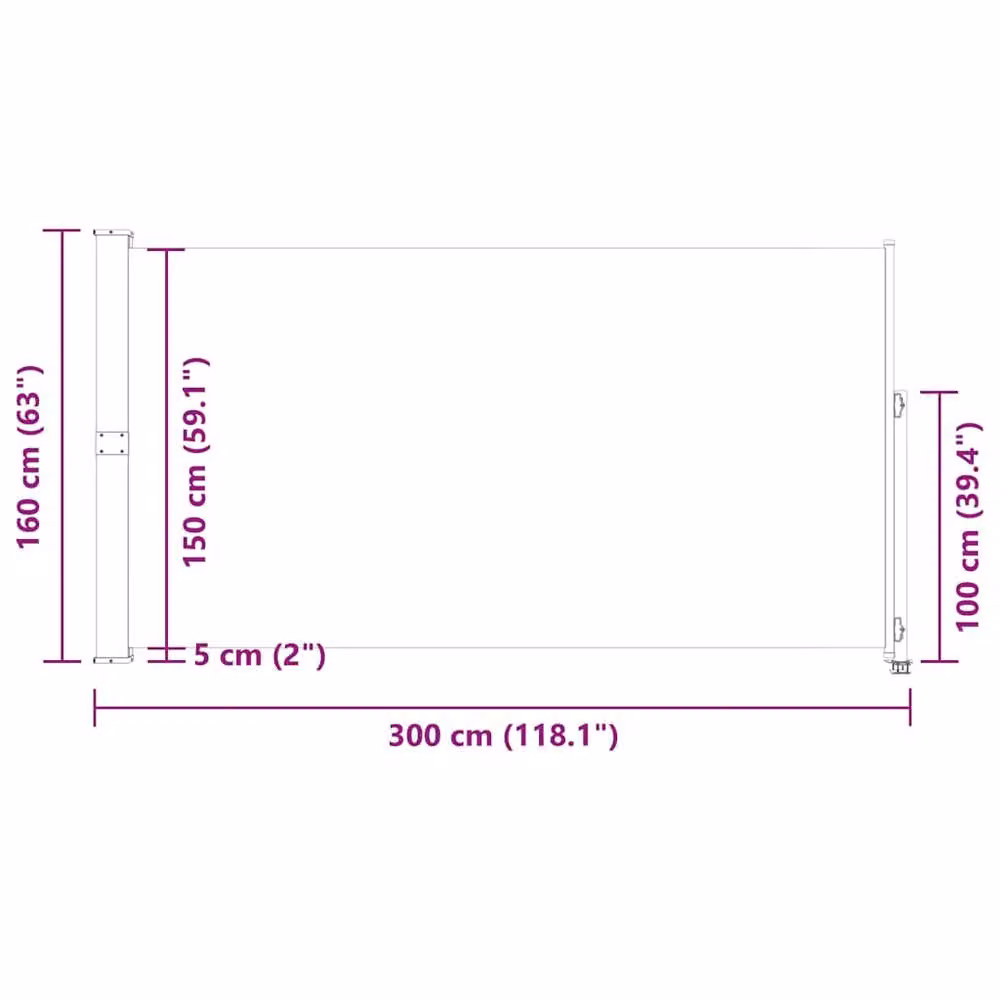 Berkfield Home Single Retractable Side Awning in Blue, W/H: 300 x 160 cm – 4