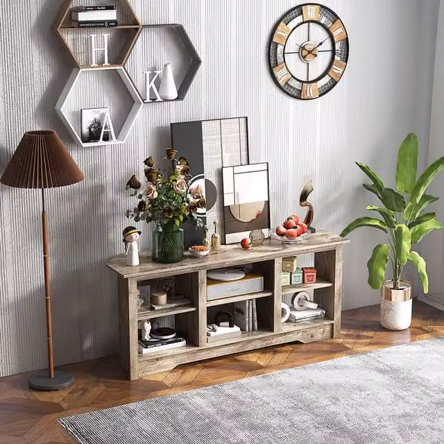 Costway Modern Grey TV Stand Console Table