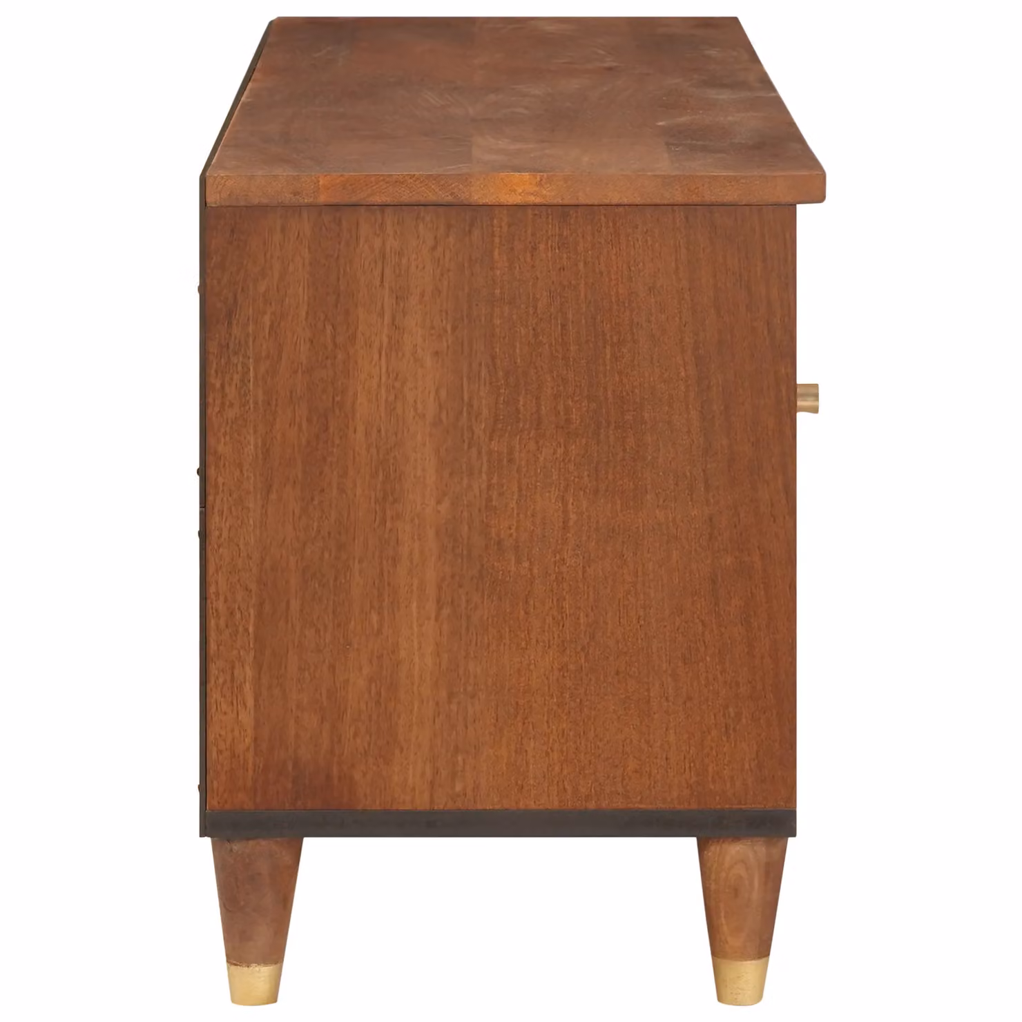 Berkfield Brown Cane and Solid Mango Wood Home Media Storage Cabinet – 3