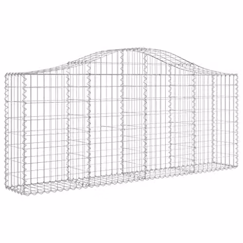 vidaXL Arched Gabion Baskets, 2 Pieces, Galvanised Steel, Silver, W/D/H: 200 x 30 x 80/100 cm – 1