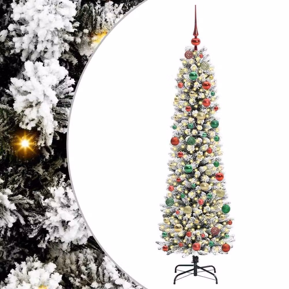 Berkfield Home Artificial Christmas Tree in Green, White and Black, Height: 180 cm – 2