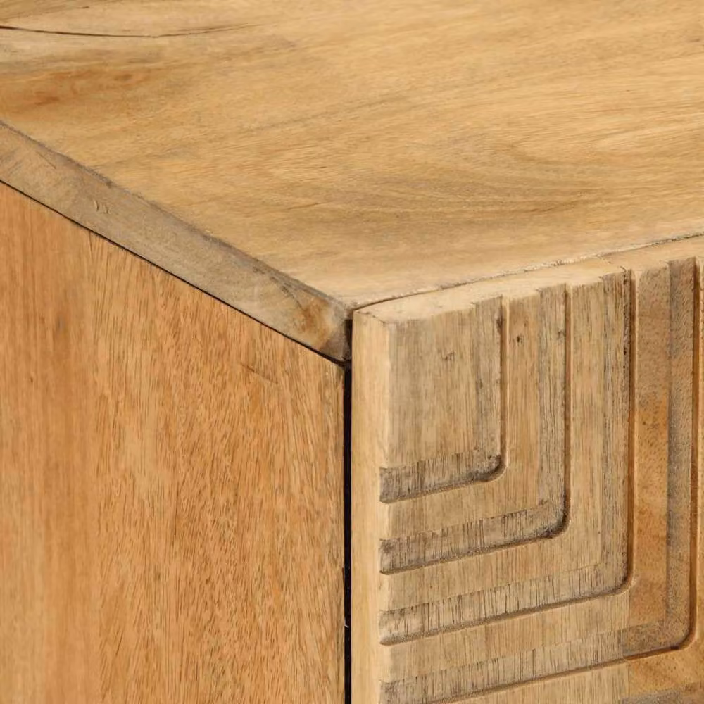 Berkfield Home Brown Mango Wood Geometric Sideboard, W: 90 cm, D: 33 cm, H: 75 cm – 4
