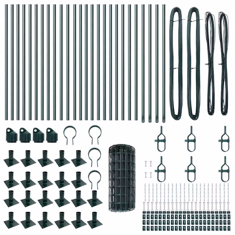 Berkfield Home Euro Fence Green Galvanised Steel with 13 Flanged Posts, 0.4 x 50 m – 4