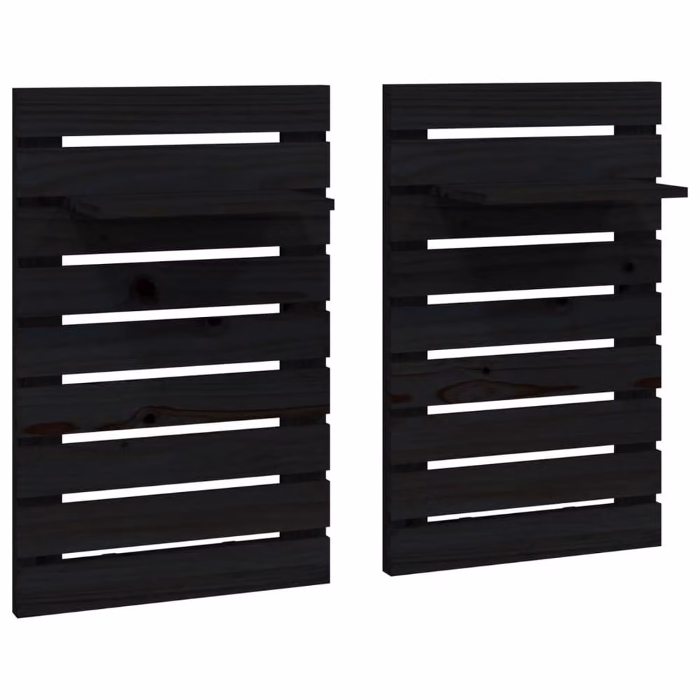Berkfield Home Beautiful Wall-mounted Bedside Shelves, 2 Piece Set, Black Solid Pine Wood, W/D/H: 40 x 17.5 x 2 cm – 3
