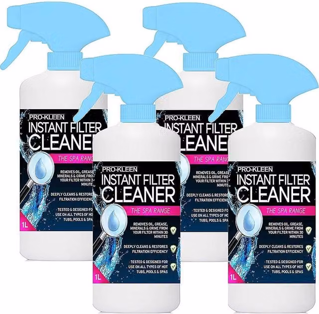 ProKleen Instant Hot Tub, Pool and Spa Filter Cleaner Spray, 4 x 1 l
