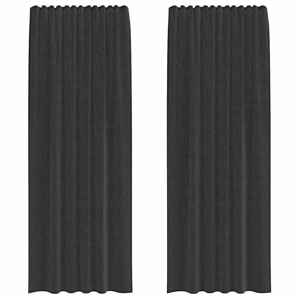 Berkfield Home Black Voile Fabric Panel Curtains with Rod Pockets, 2 Pack, W: 140 cm, H: 260 cm – 2