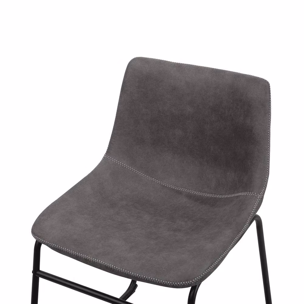 Wyld and Coco Grey Fabric Mid-Century Dining Chairs Set of 2 with Metal Cantilever Base – 4