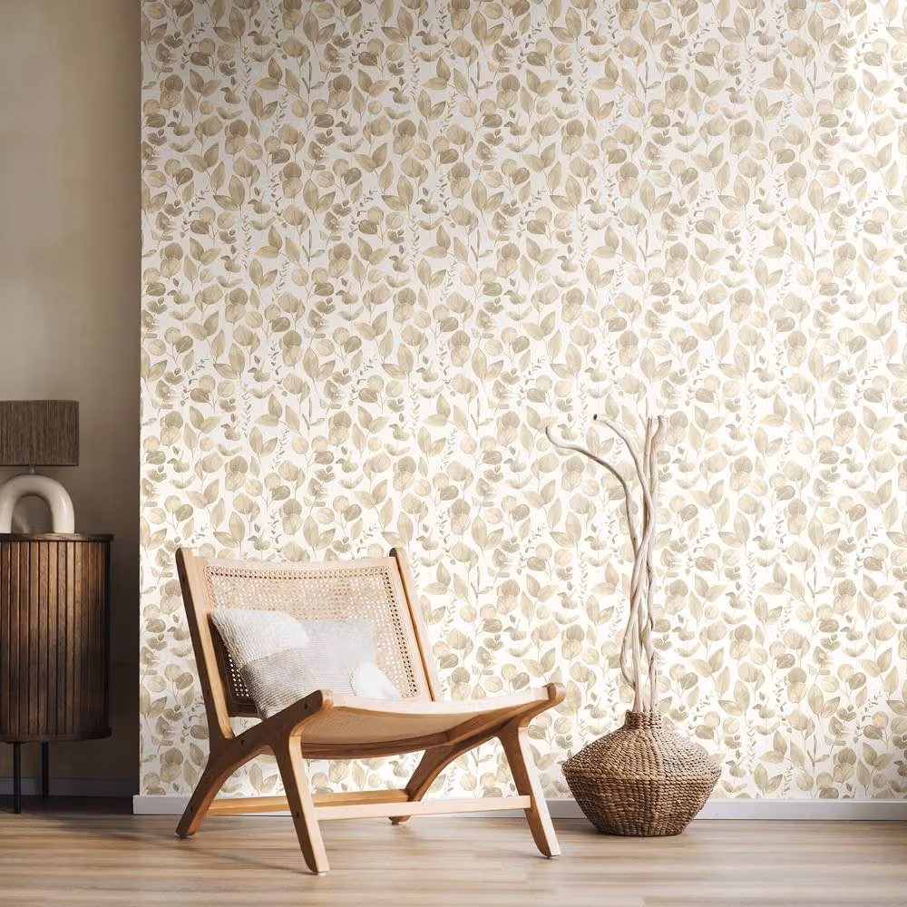 Hoopla Walls Watercolour Leaves Wallpaper in Oyster Light Beige, 10m Roll – 2