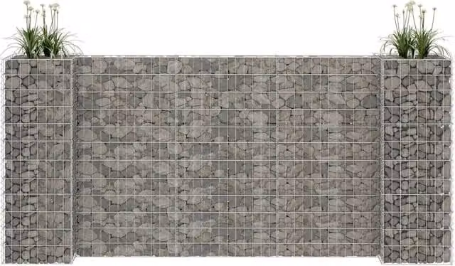 Berkfield Home H-Shaped Steel Wire Gabion Planter and Raised Bed in Silver, W/D/H: 260 x 40 x 120 cm – 1