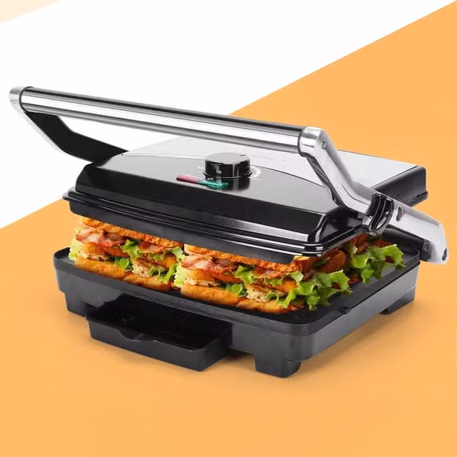 Aigostar 4 Slice Panini Sandwich Toaster, Black