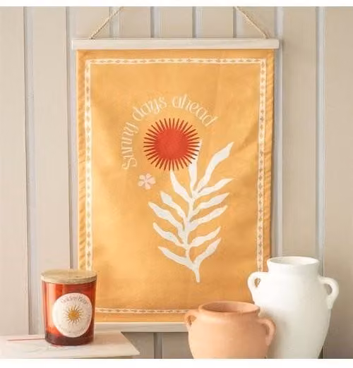 KDMD Sunny Days Ahead Floral Textile Wall Hanging in Orange