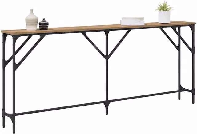 Berkfield Home Artisan Oak Console Table in Brown, W/D/H: 180 x 23 x 75 cm – 1