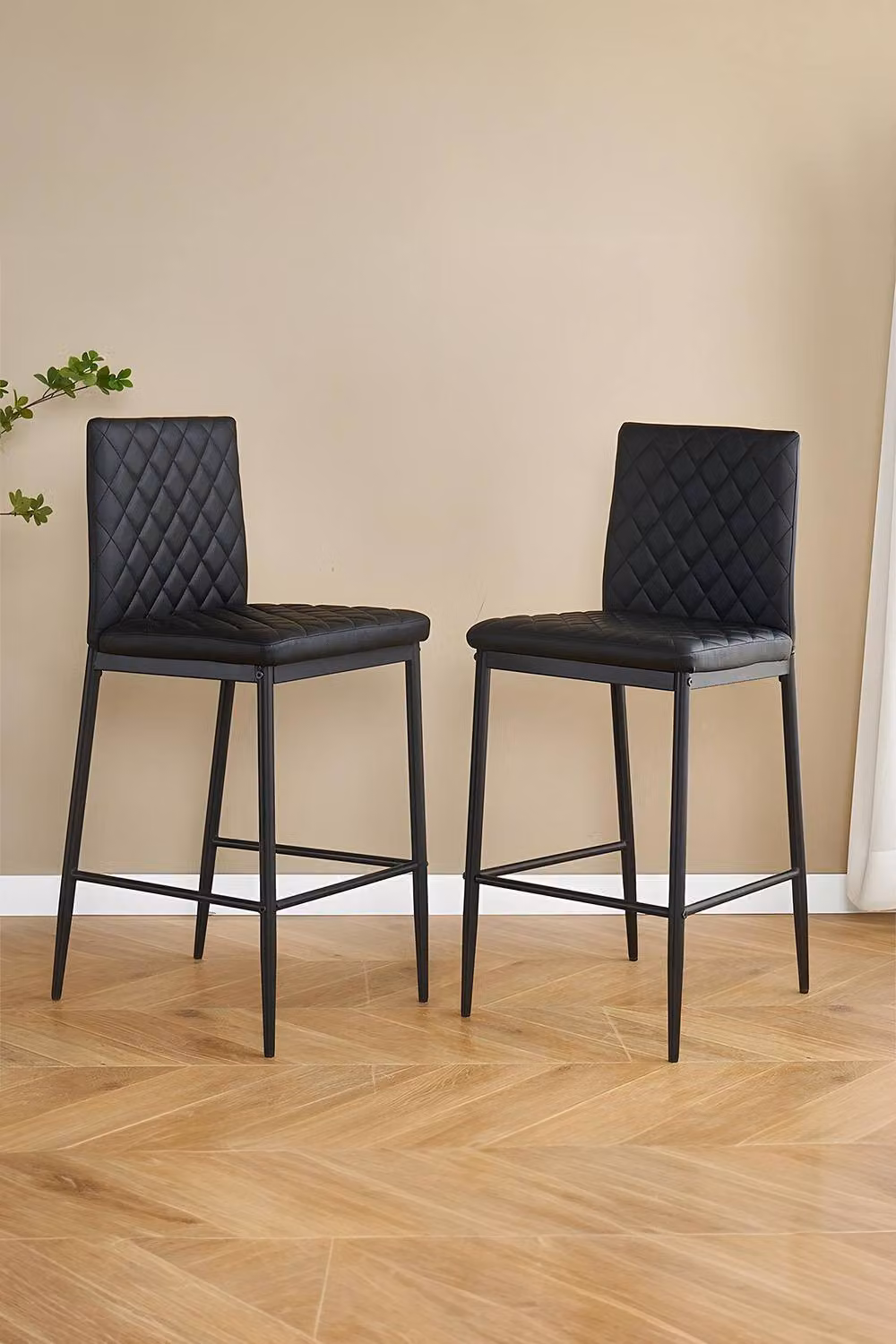 ExtraStar Ergonomic PU Leather Bar Stool with Black Iron Legs – 2