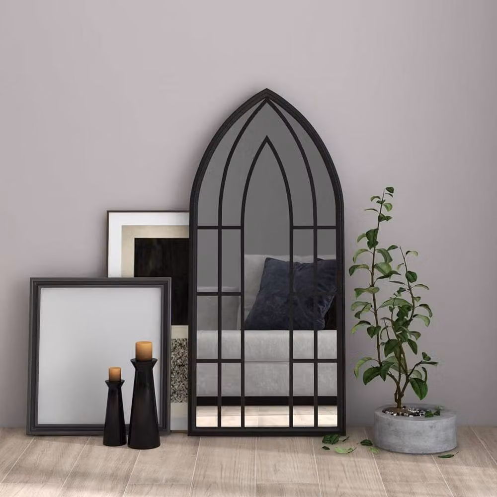 Berkfield Home Antique Black Rectangular Metal Wall Mirror W: 100 cm, H: 45 cm – 2