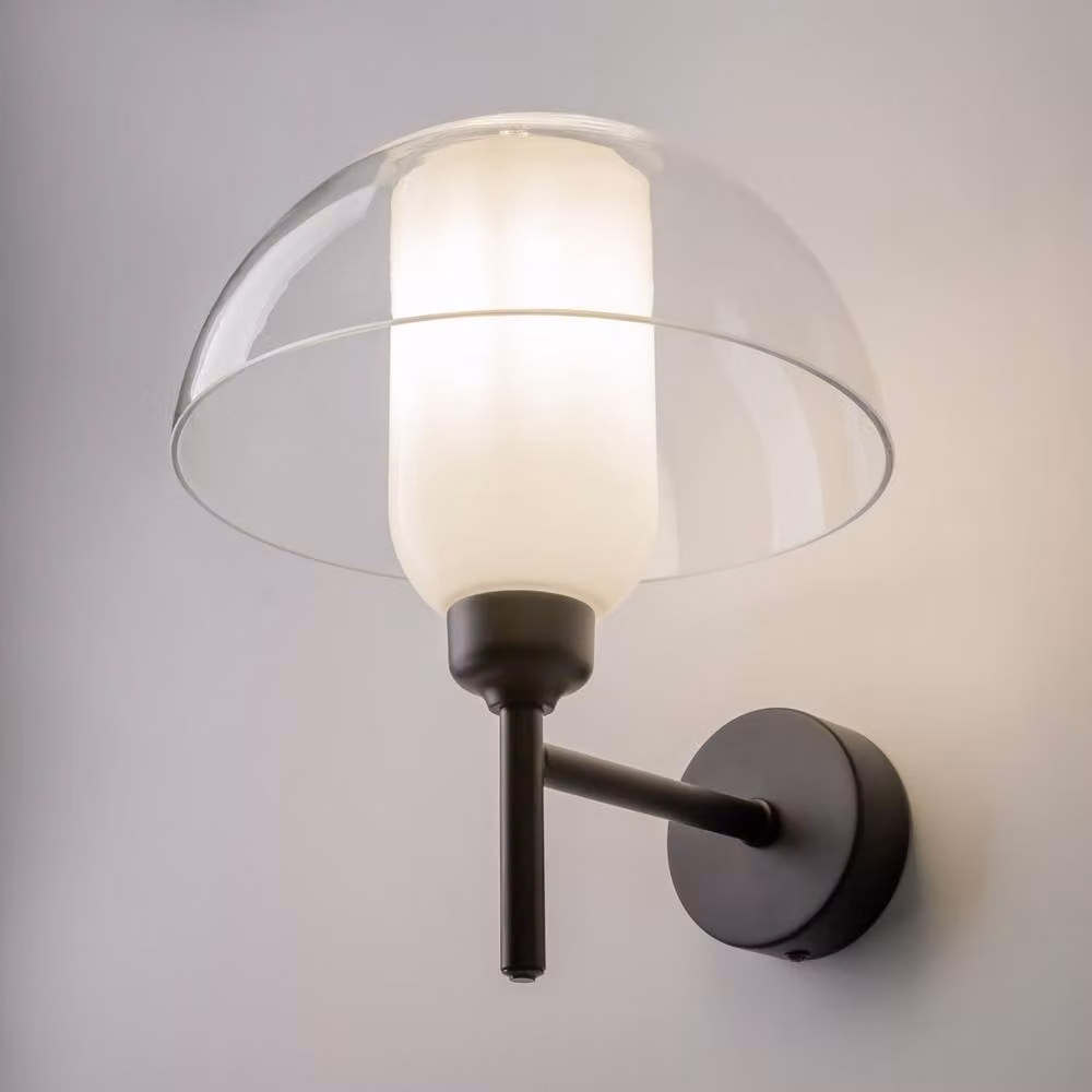 Netlighting Memory Modern Dome Wall Lamp in Black with Glass Shade and E14 Socket – 2